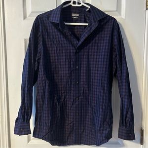 Kenneth Cole Reaction Purple and Blue Checked Button Down Shirt